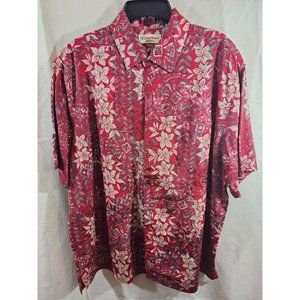 Caribbean Silk Blend Mens X Large Multi color Short Sleeve  Floral Button Down S